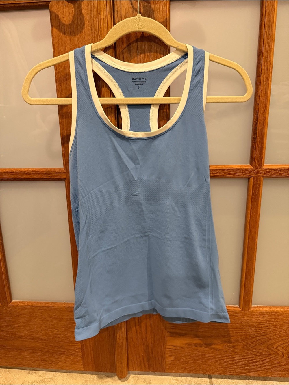 Athleta Light Blue Racerback Tank with Cream Trim